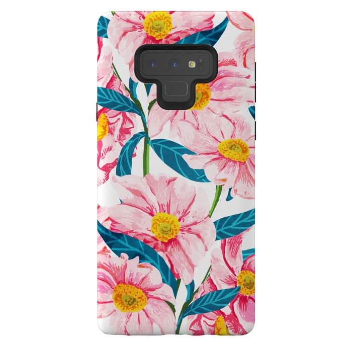 Galaxy Note 9 StrongFit Pink Floral V2 by Uma Prabhakar Gokhale