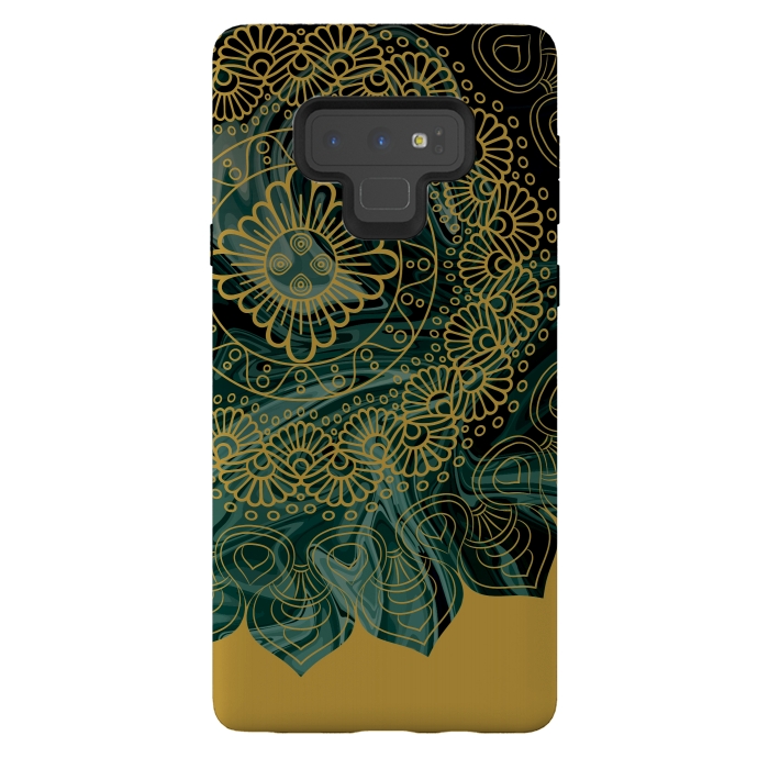 Galaxy Note 9 StrongFit Mandala in Green Marble by Rossy Villarreal