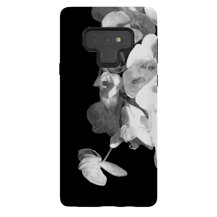Galaxy Note 9 StrongFit White Orchids Black Background by Alemi