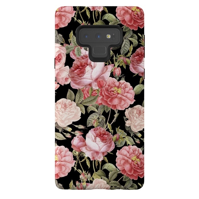 Galaxy Note 9 StrongFit Bridal Roses Pattern on Black by  Utart