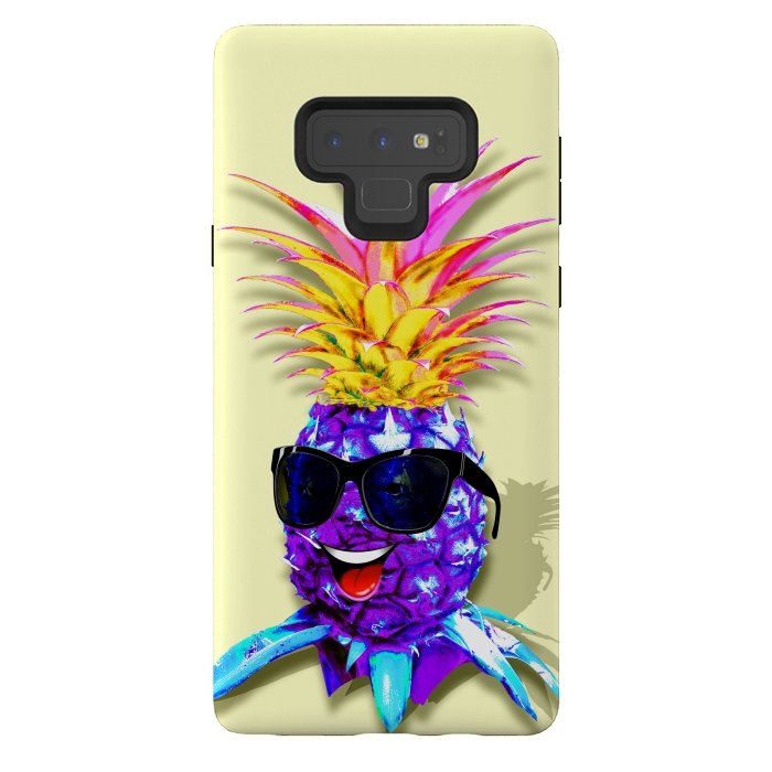 Galaxy Note 9 StrongFit Pineapple Ultraviolet Happy Dude with Sunglasses  by BluedarkArt