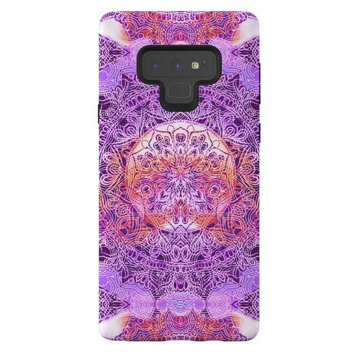 Galaxy Note 9 StrongFit Purple orange hippy mandala by Oana 