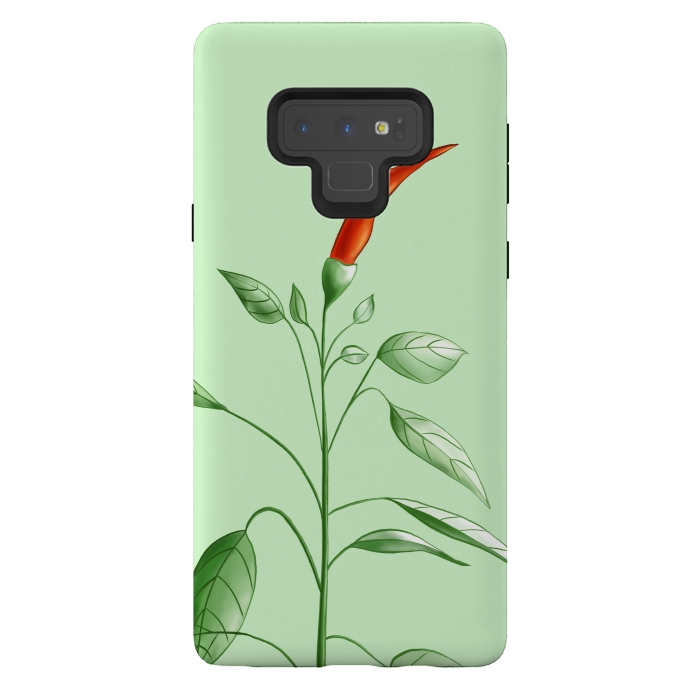 Galaxy Note 9 StrongFit Hot Chili Pepper Plant Botanical Illustration by Boriana Giormova