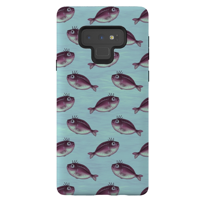 Galaxy Note 9 StrongFit Funny Fish With Fancy Eyelashes Pattern by Boriana Giormova