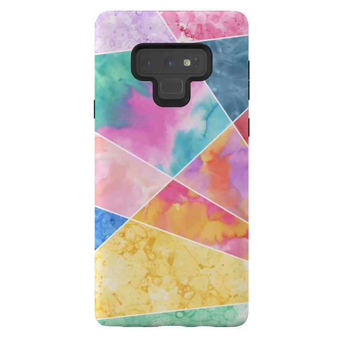 Galaxy Note 9 StrongFit Watercolor Geometric by Creativeaxle