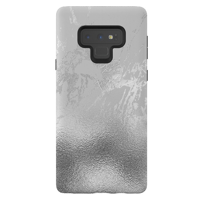 Galaxy Note 9 StrongFit Silver Marble and Glitter Foil by  Utart
