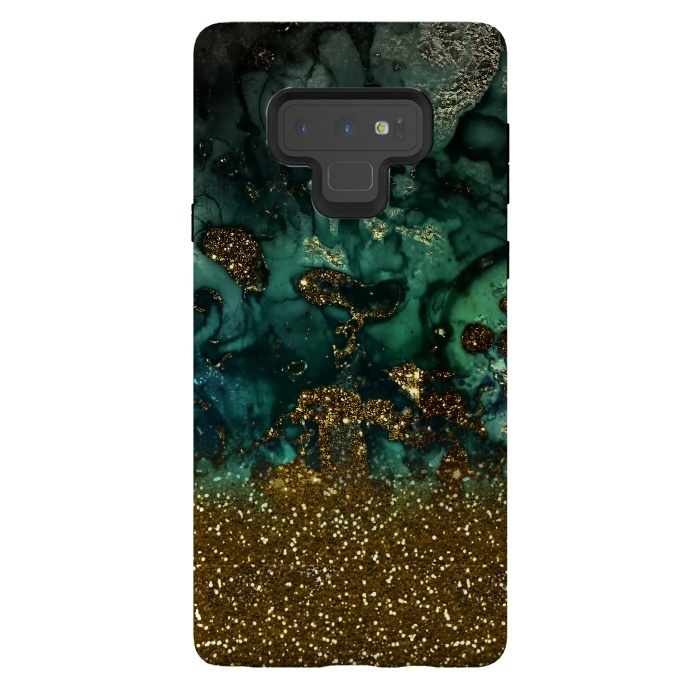 Galaxy Note 9 StrongFit Green Malachite Marble and Gold Glitter by  Utart