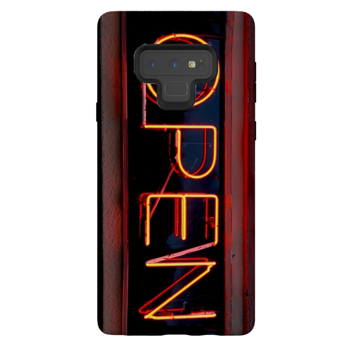 Galaxy Note 9 StrongFit Neon Sign Word Open by Andrea Haase
