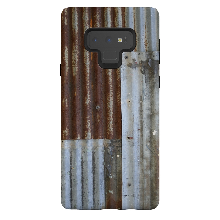 Galaxy Note 9 StrongFit Rusty Corrugated Metal Patches 2 by Andrea Haase
