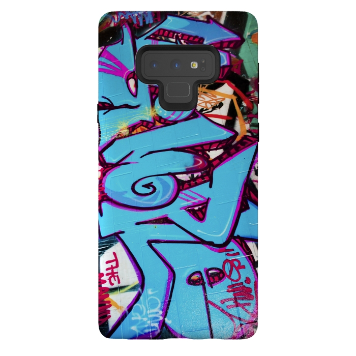 Galaxy Note 9 StrongFit Blue Graffiti Tag by Andrea Haase