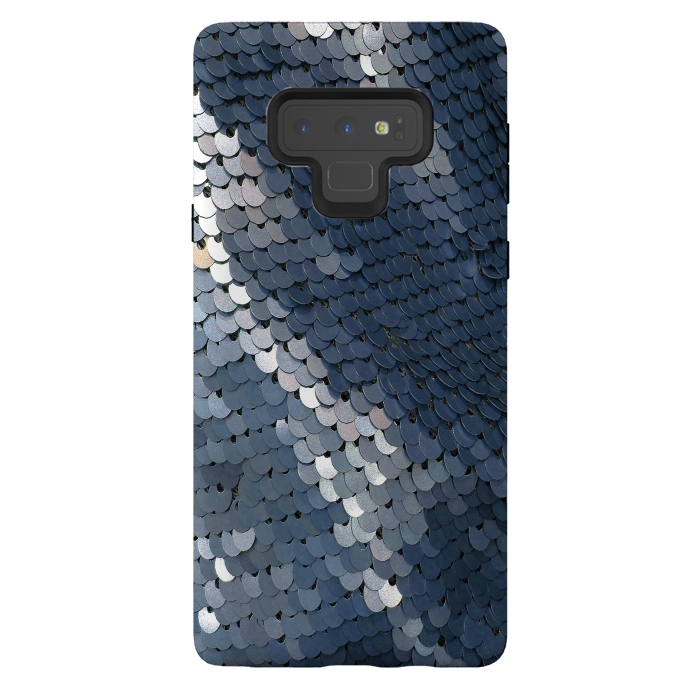 Galaxy Note 9 StrongFit Shiny Blue Gray Sequins by Andrea Haase
