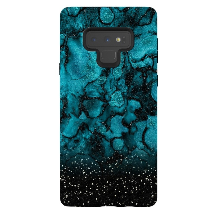 Galaxy Note 9 StrongFit Indigo Blue Marble and Black Glitter by  Utart