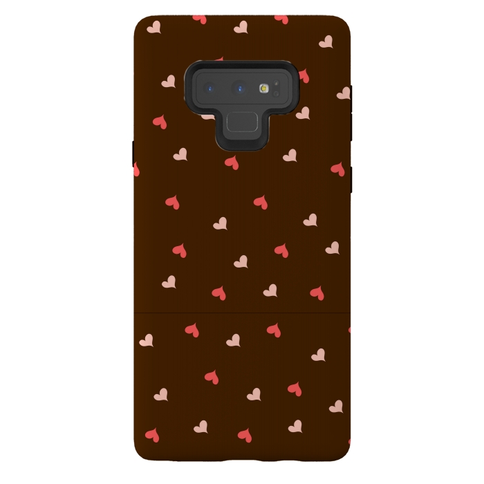 Galaxy Note 9 StrongFit red hearts with brown background by MALLIKA
