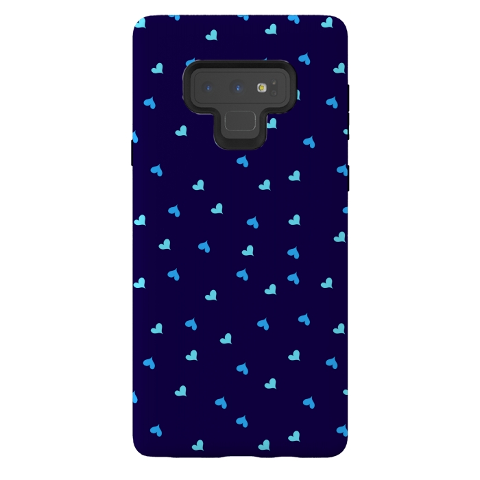 Galaxy Note 9 StrongFit blue hearts pattern design by MALLIKA