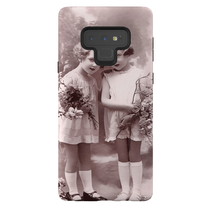 Galaxy Note 9 StrongFit Cute Retro Girls With Flowers by Andrea Haase