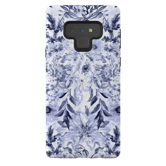 Galaxy Note 9 StrongFit Watercolor grey floral hand paint by InovArts