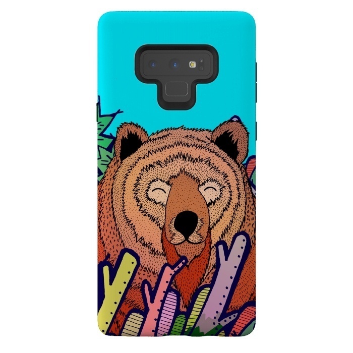 Galaxy Note 9 StrongFit The bear in the leaves by Steve Wade (Swade)