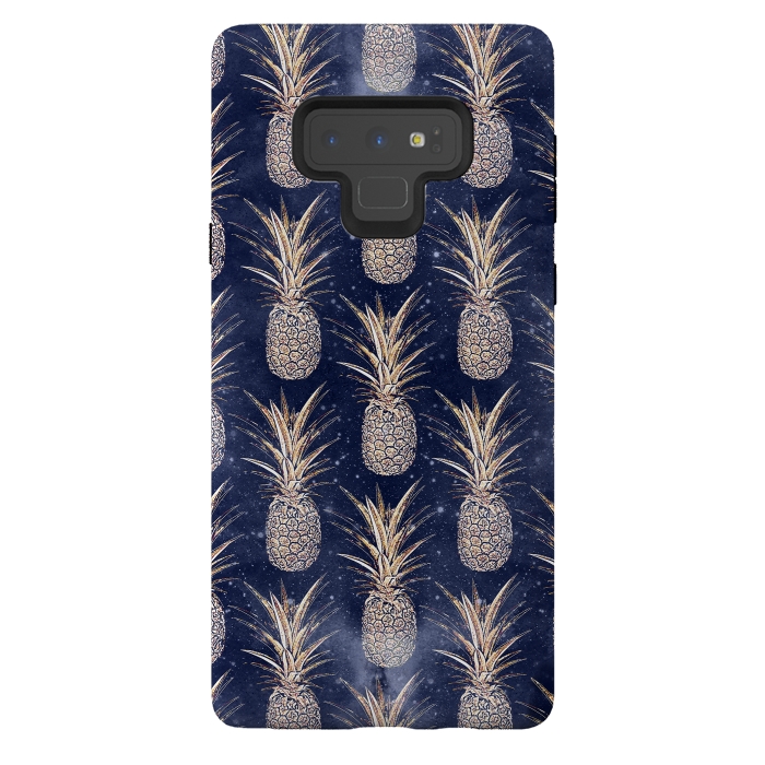 Galaxy Note 9 StrongFit Modern Golden pineapples nebula pattern by InovArts