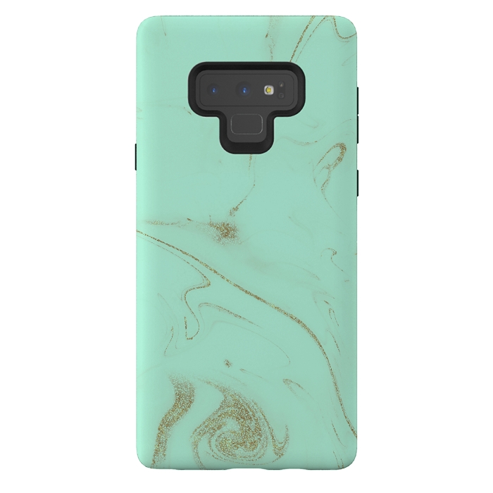 Galaxy Note 9 StrongFit Elegant gold and mint marble image by InovArts