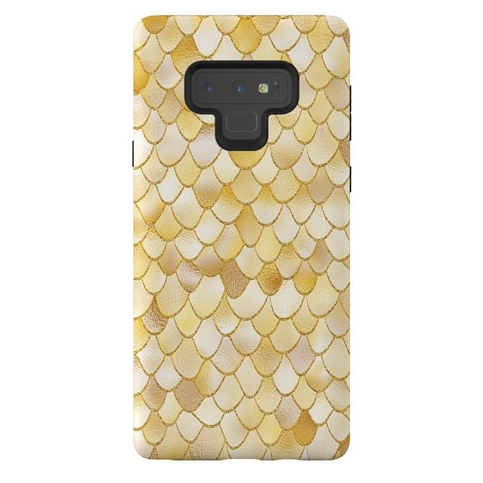 Galaxy Note 9 StrongFit Gold Wonky Metal Mermaid Scales by  Utart