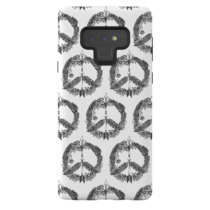 Galaxy Note 9 StrongFit Bohemian Peace Sign Print by Becky Starsmore