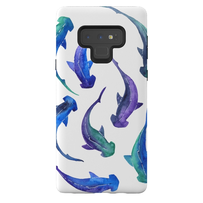 Galaxy Note 9 StrongFit Hammerhead Shark Print by Becky Starsmore