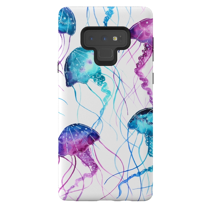 Galaxy Note 9 StrongFit Watercolor Jellyfish Print by Becky Starsmore
