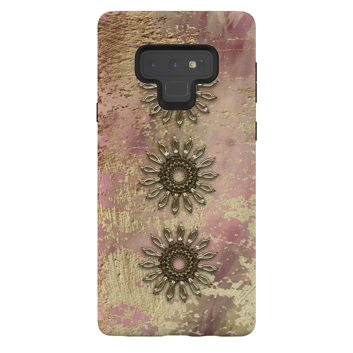 Galaxy Note 9 StrongFit Golden Embellishments On Pink And Gold by Andrea Haase