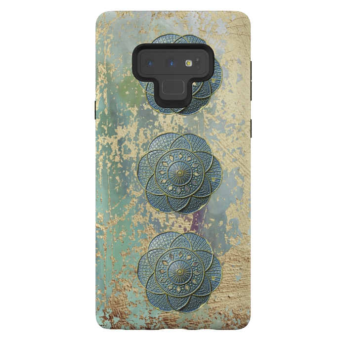 Galaxy Note 9 StrongFit Precious Embellishment On Gold And Teal by Andrea Haase