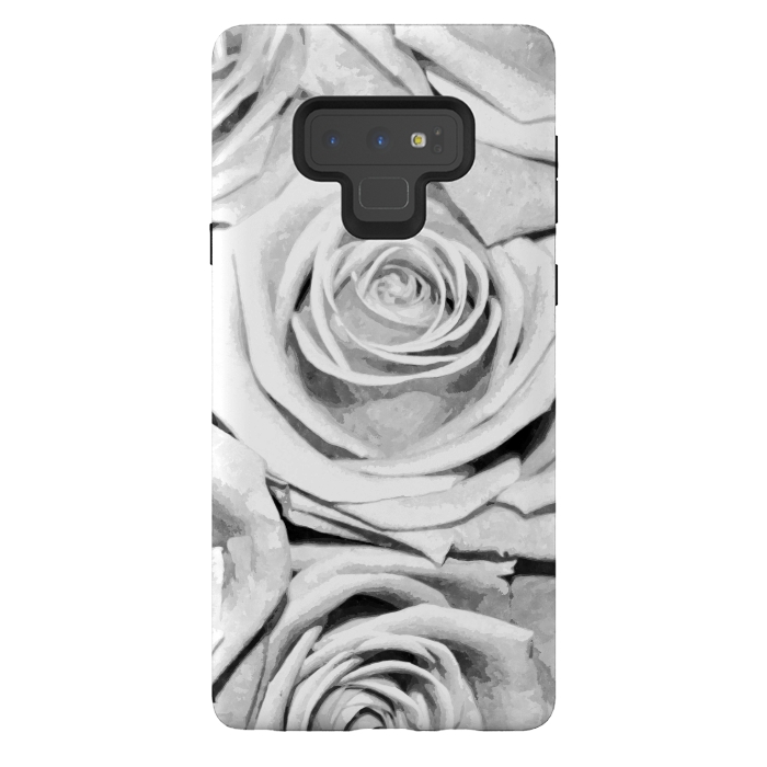 Galaxy Note 9 StrongFit Black and White Roses by Alemi