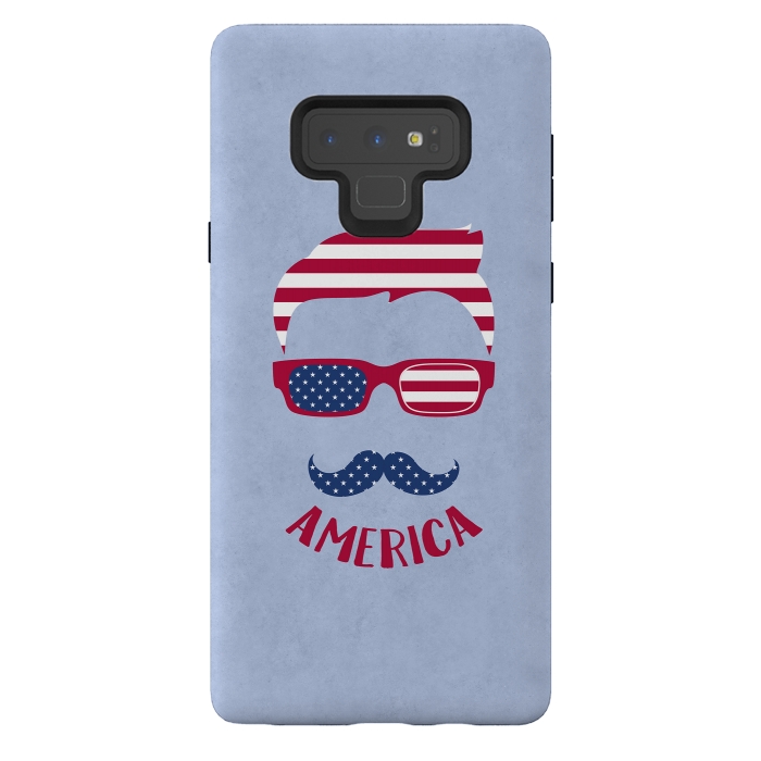 Galaxy Note 9 StrongFit American Hipster Face 4th July by Andrea Haase