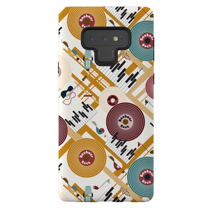 Galaxy Note 9 StrongFit Bauhaus Rock - Mustard and Burgundy by Paula Ohreen