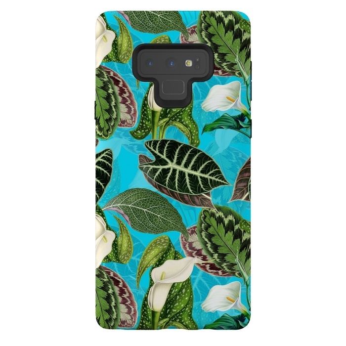 Galaxy Note 9 StrongFit Fresh tropical Flowers and Leaves Pattern by  Utart