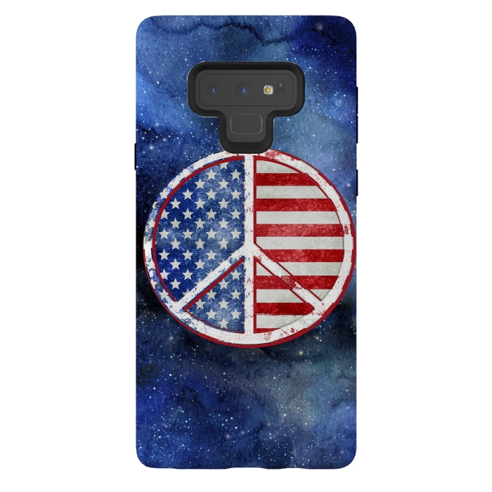 Galaxy Note 9 StrongFit Peace Sign Stars and Stripes USA Flag 2 by Andrea Haase