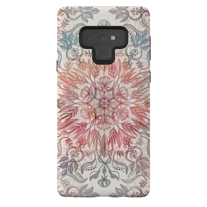 Galaxy Note 9 StrongFit Autumn Spice Mandala in Coral and Cream by Micklyn Le Feuvre