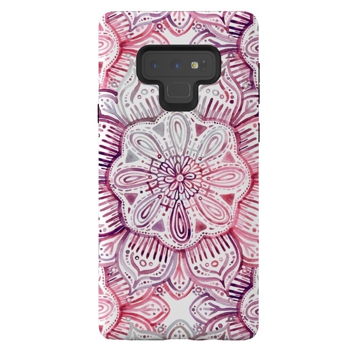 Galaxy Note 9 StrongFit Burgundy Blush Watercolor Mandala by Micklyn Le Feuvre