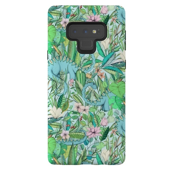 Galaxy Note 9 StrongFit Summer Floral with Dinosaurs by Micklyn Le Feuvre