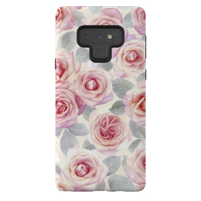 Galaxy Note 9 StrongFit Painted Pink and Mauve Roses by Micklyn Le Feuvre