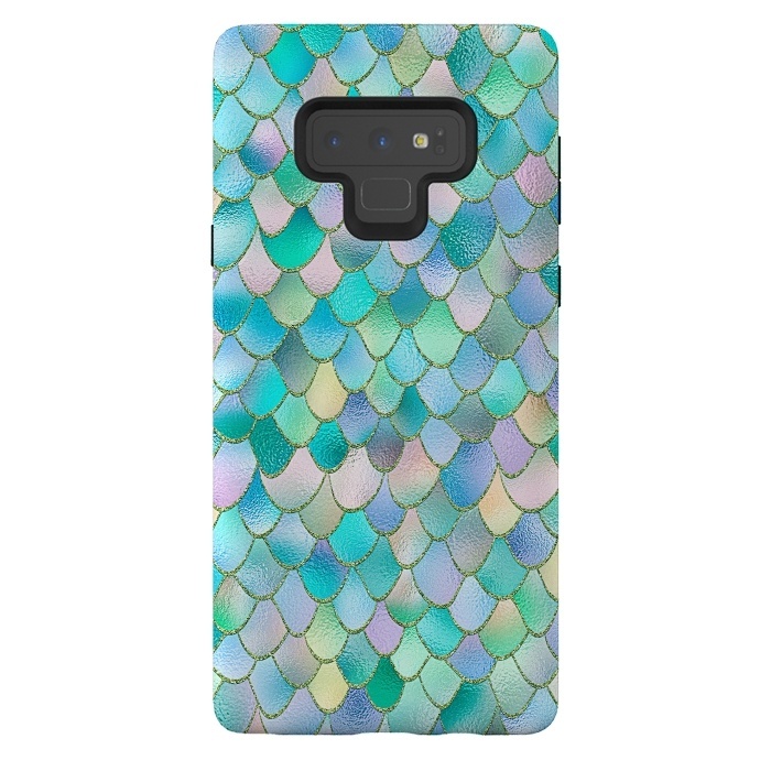 Galaxy Note 9 StrongFit Teal and Green Wonky Metal Mermaid Scales by  Utart