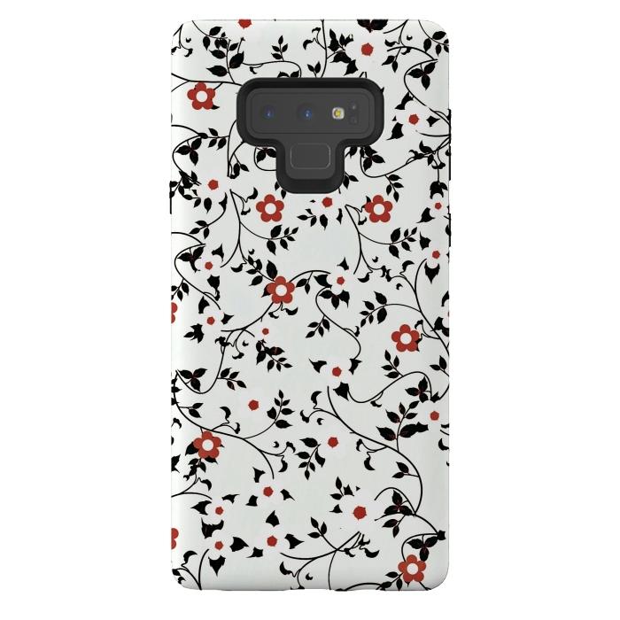 Galaxy Note 9 StrongFit Read & white flowers by Jms