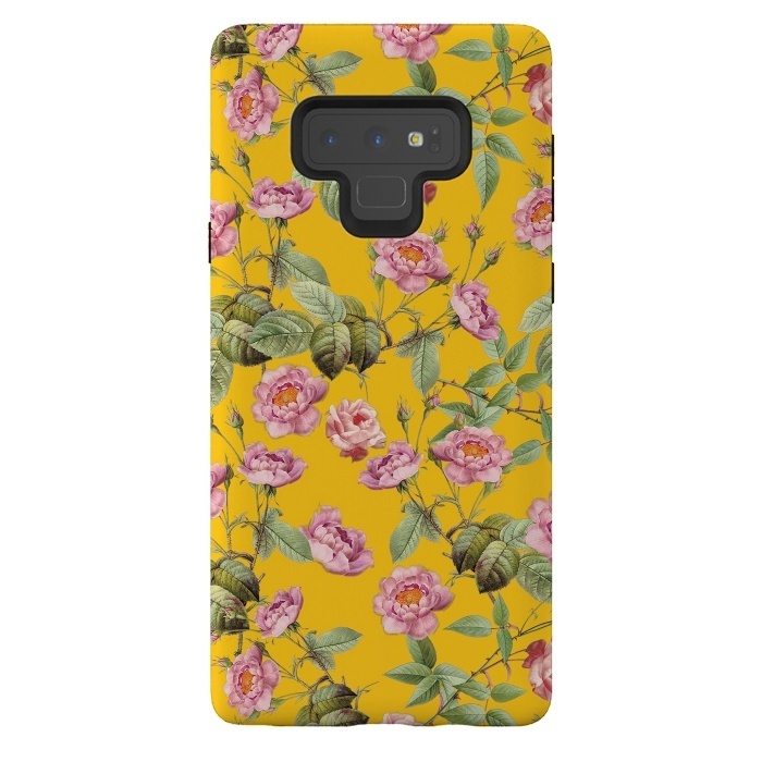 Galaxy Note 9 StrongFit Pink Roses on Yellow by  Utart