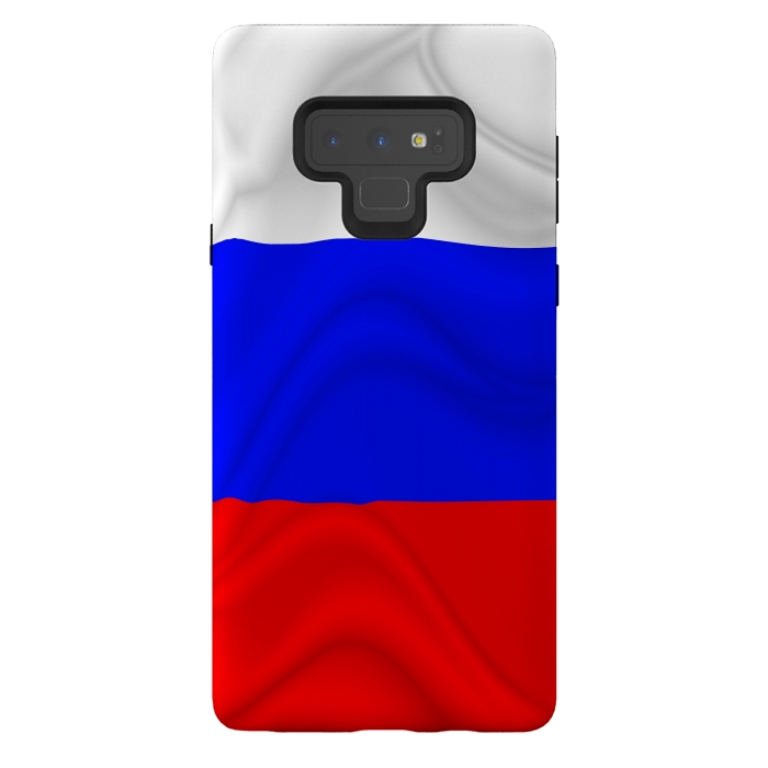 Galaxy Note 9 StrongFit Russia Waving Flag Digital Silk Satin Fabric by BluedarkArt