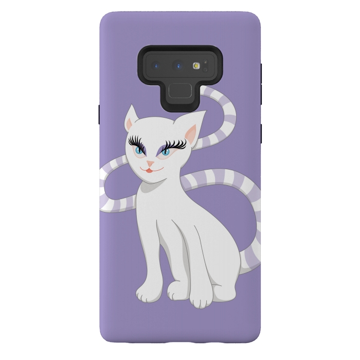 Galaxy Note 9 StrongFit Beautiful Cartoon Cute White Cat by Boriana Giormova