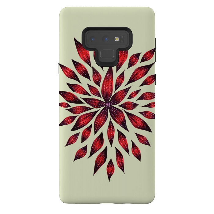 Galaxy Note 9 StrongFit Hand Drawn Abstract Red Ink Doodle Flower by Boriana Giormova