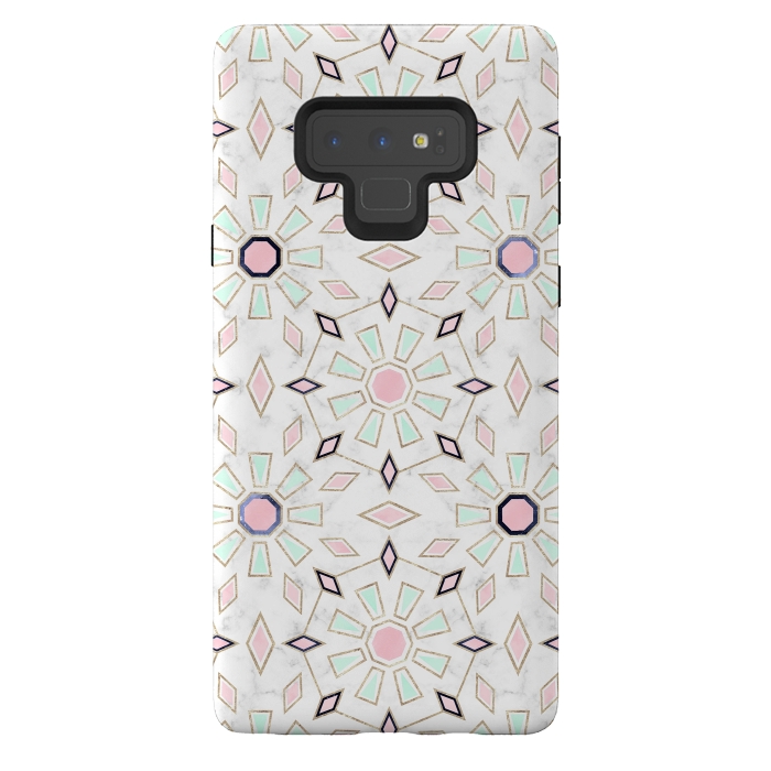 Galaxy Note 9 StrongFit Modern gold Moroccan geometric flower marble image  by InovArts