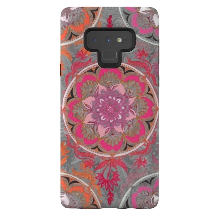 Galaxy Note 9 StrongFit Hot Pink, Magenta and Orange Super Boho Medallions by Micklyn Le Feuvre