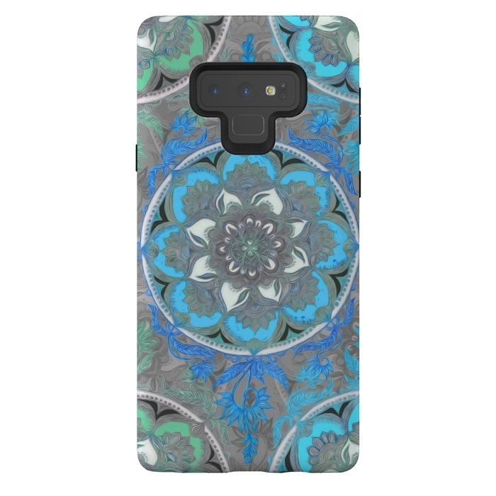 Galaxy Note 9 StrongFit Mint Green, Blue & Aqua Super Boho Medallions by Micklyn Le Feuvre