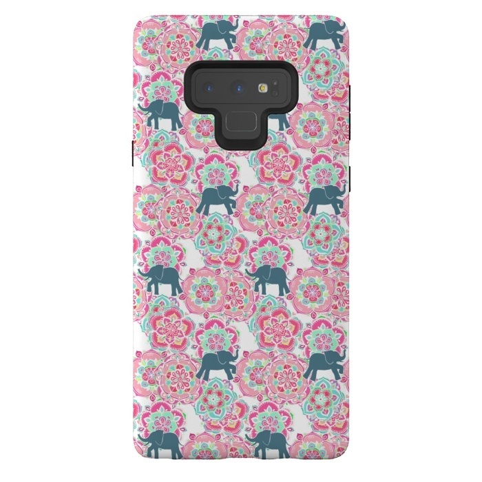 Galaxy Note 9 StrongFit Tiny Elephants in Fields of Flowers by Micklyn Le Feuvre