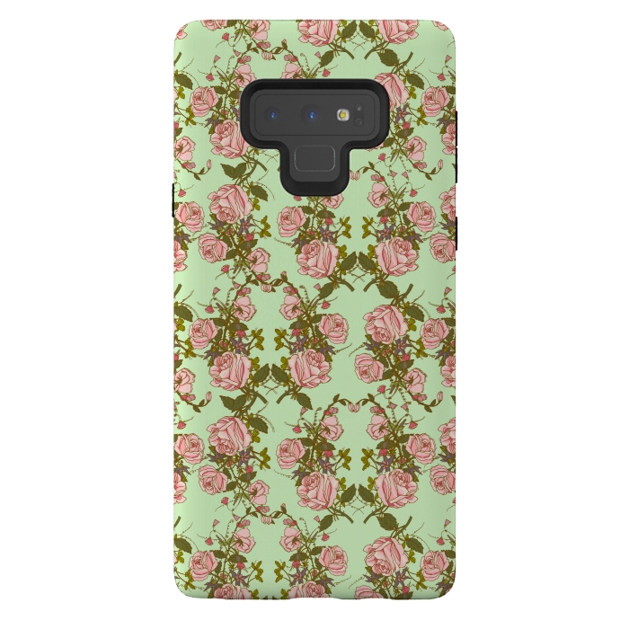 Galaxy Note 9 StrongFit Vintage Rosy Floral by Quirk It Up