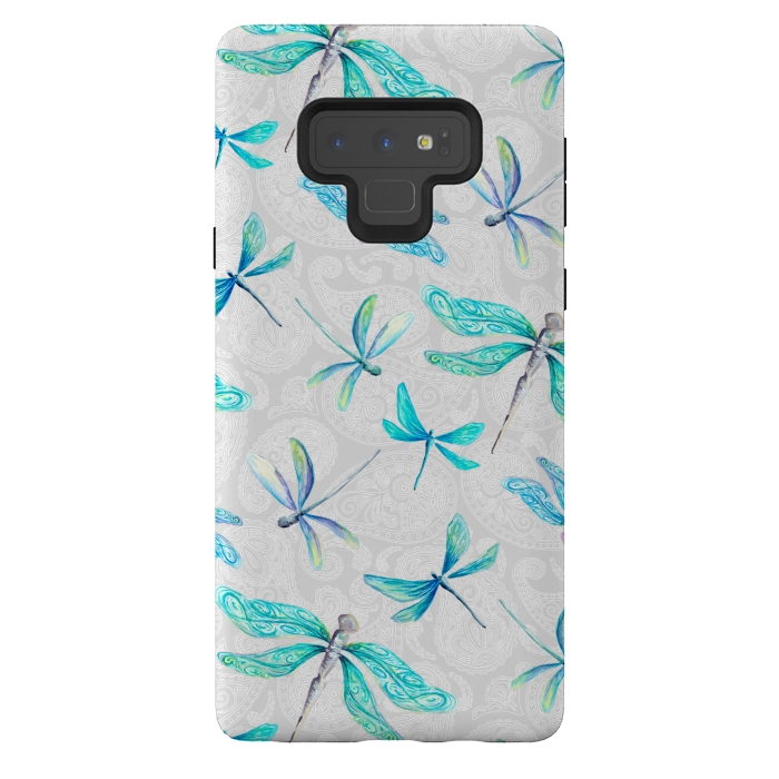 Galaxy Note 9 StrongFit Dragonflies on Paisley by gingerlique